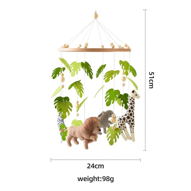 Baby Crib Mobile Rattle Toy For 0-12 Months Cartoon Felt Forest Animal Bed Bell Hanging Wooden Brack - La Tienda Bella