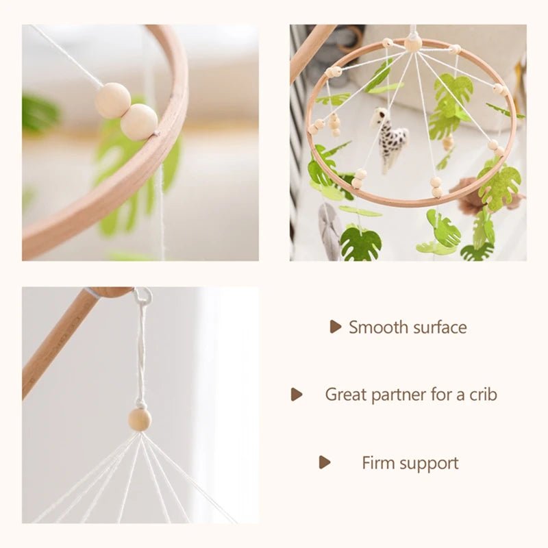 Baby Crib Mobile Rattle Toy For 0-12 Months Cartoon Felt Forest Animal Bed Bell Hanging Wooden Brack - La Tienda Bella