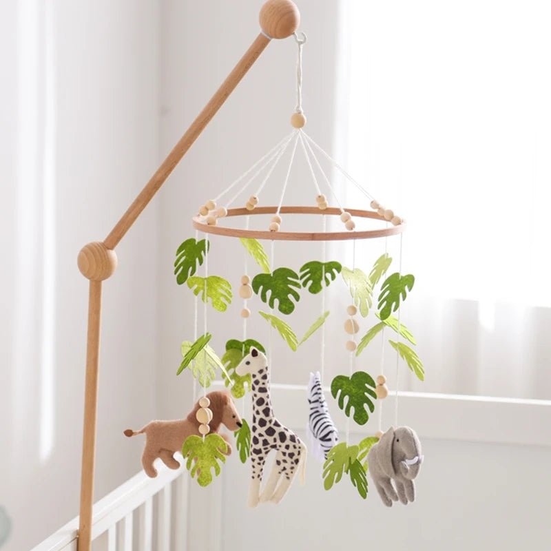 Baby Crib Mobile Rattle Toy For 0-12 Months Cartoon Felt Forest Animal Bed Bell Hanging Wooden Brack - La Tienda Bella
