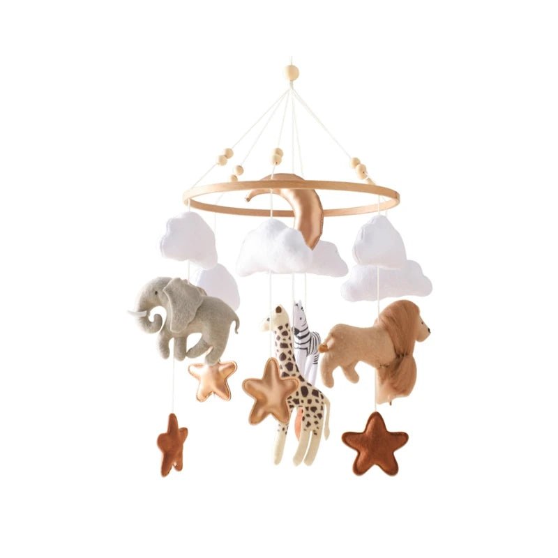 Baby Crib Mobile Rattle Toy For 0-12 Months Cartoon Felt Forest Animal Bed Bell Hanging Wooden Brack - La Tienda Bella