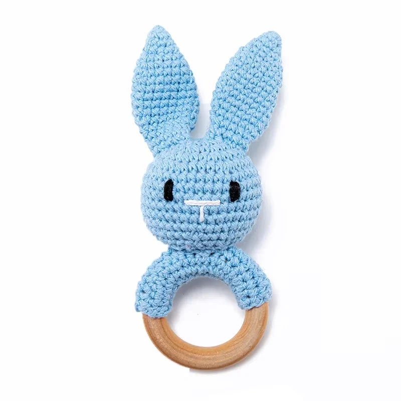 Baby Crochet Rattle Wooden Teether Toy BPA Free Wood Rodent Rabbit Rattle Baby Mobile Play Gym - La Tienda Bella