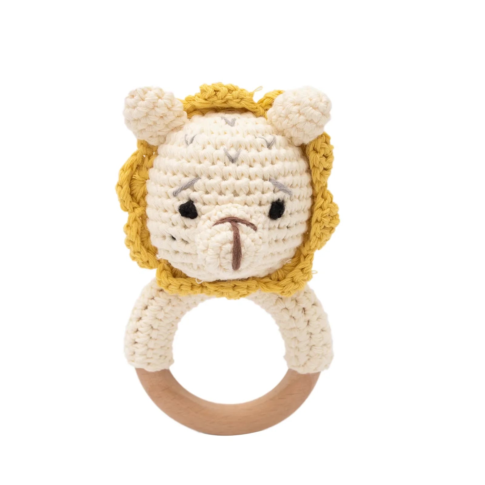 Baby Crochet Rattle Wooden Teether Toy BPA Free Wood Rodent Rabbit Rattle Baby Mobile Play Gym - La Tienda Bella