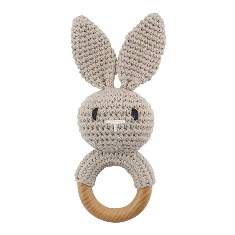 Baby Crochet Rattle Wooden Teether Toy BPA Free Wood Rodent Rabbit Rattle Baby Mobile Play Gym - La Tienda Bella