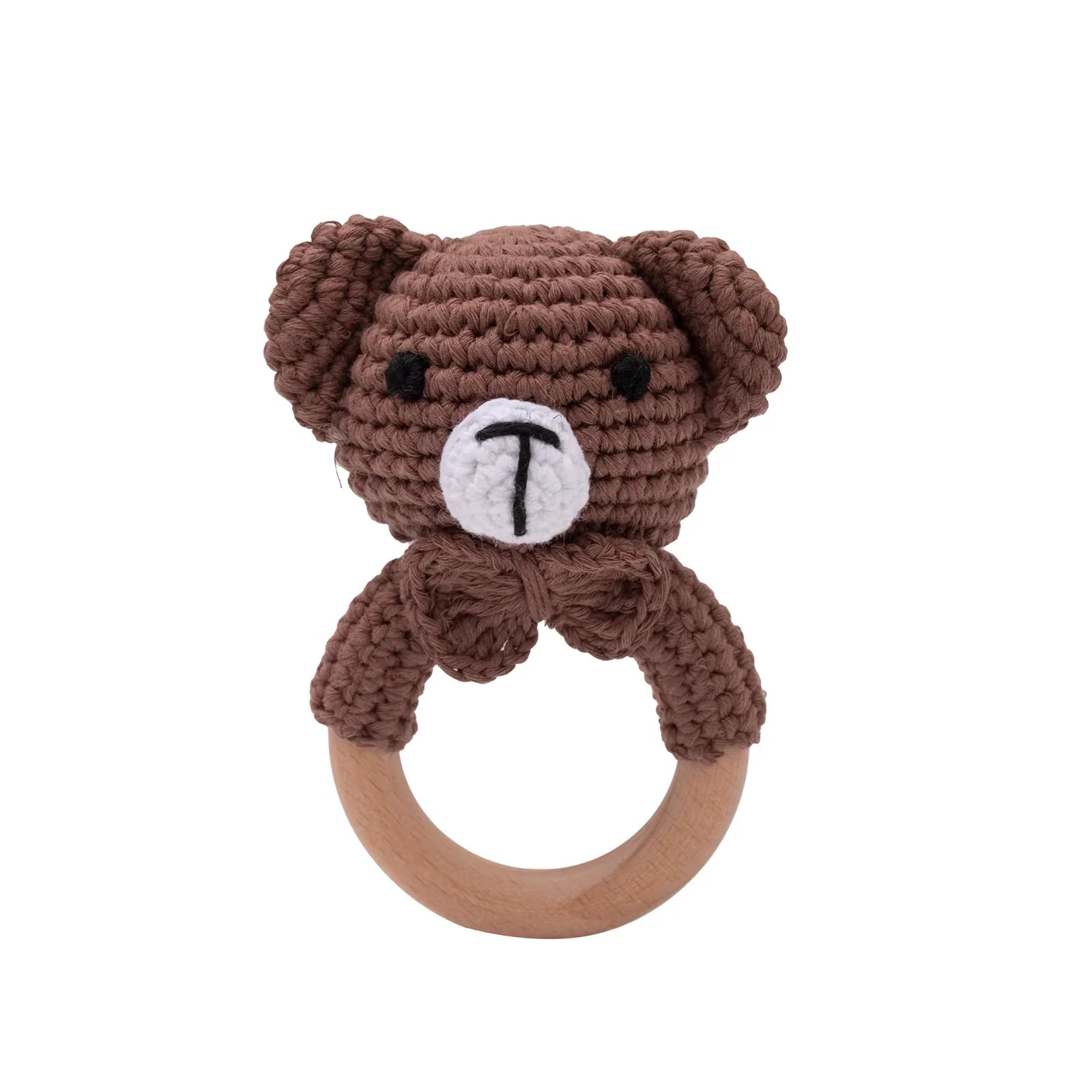 Baby Crochet Rattle Wooden Teether Toy BPA Free Wood Rodent Rabbit Rattle Baby Mobile Play Gym - La Tienda Bella