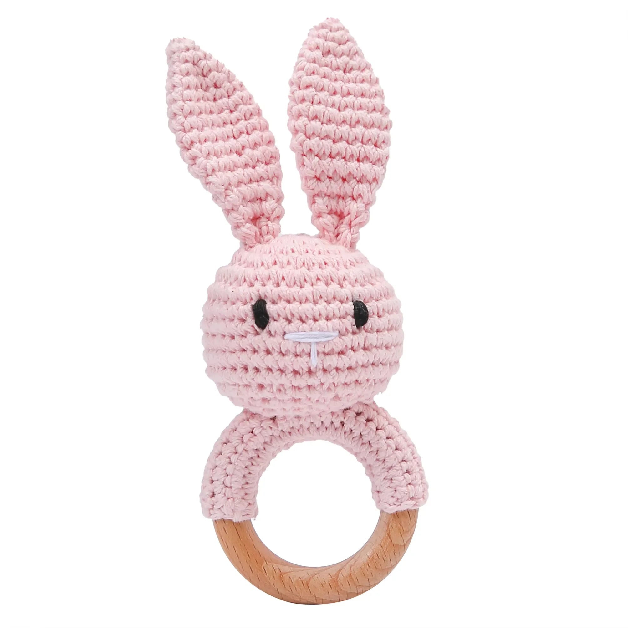 Baby Crochet Rattle Wooden Teether Toy BPA Free Wood Rodent Rabbit Rattle Baby Mobile Play Gym - La Tienda Bella