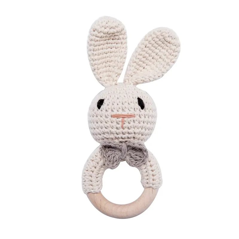 Baby Crochet Rattle Wooden Teether Toy BPA Free Wood Rodent Rabbit Rattle Baby Mobile Play Gym - La Tienda Bella