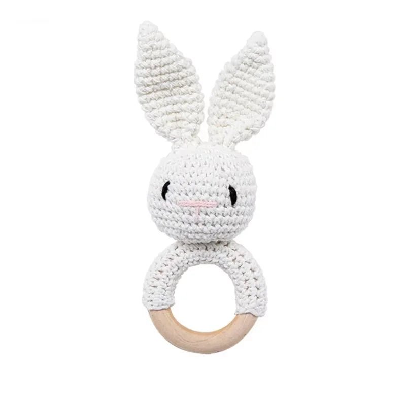 Baby Crochet Rattle Wooden Teether Toy BPA Free Wood Rodent Rabbit Rattle Baby Mobile Play Gym - La Tienda Bella