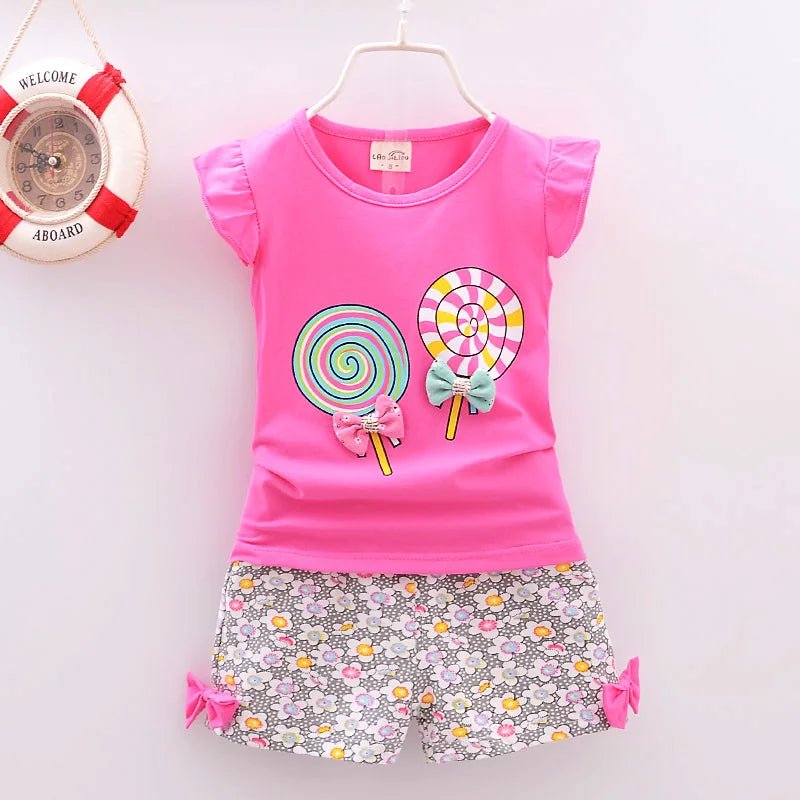 Summer Infant Baby Girl Clothes Set - Lollipop Print Toddler Clothing - La Tienda Bella