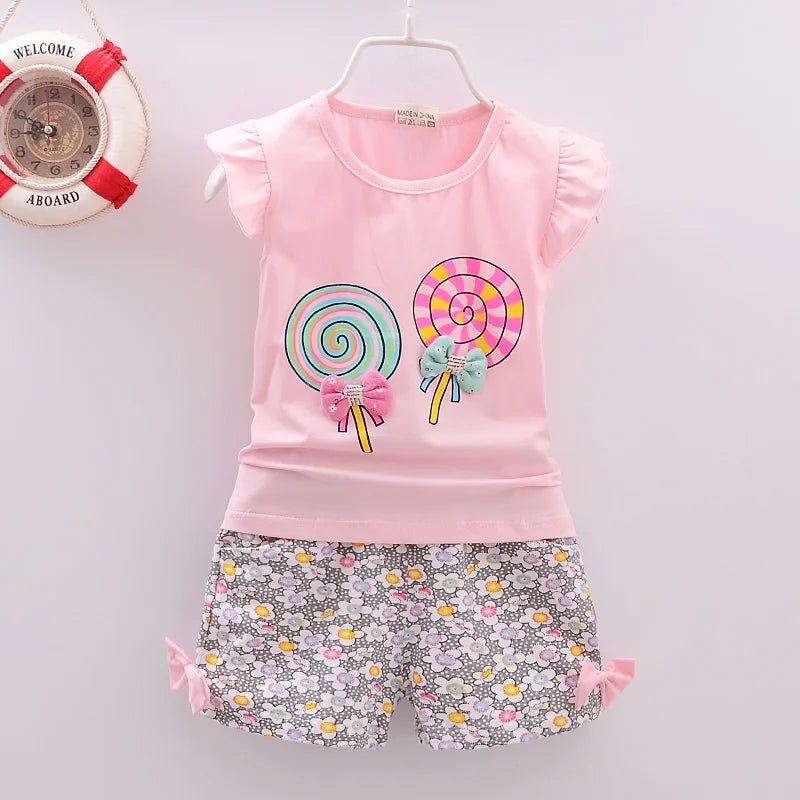 Summer Infant Baby Girl Clothes Set - Lollipop Print Toddler Clothing - La Tienda Bella