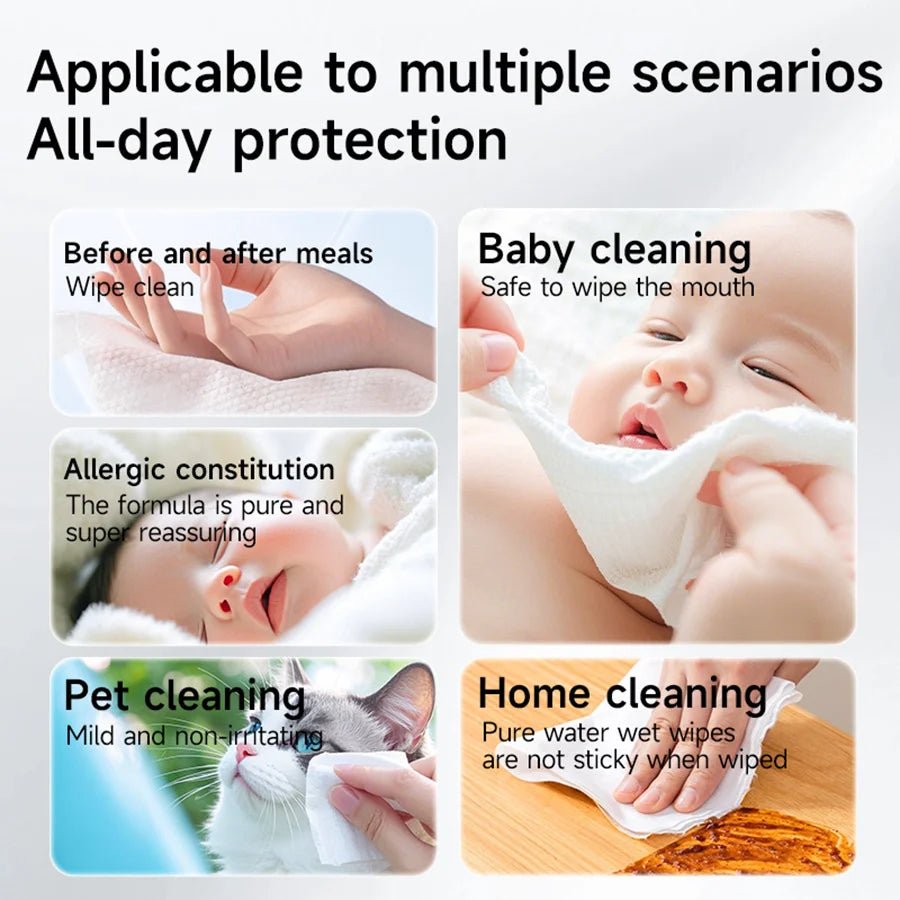 Baby Hand Face Wipes Fragrance-free Soft Thickened 100% Cotton Face Towel Make Disposable Wet Wipes - La Tienda Bella