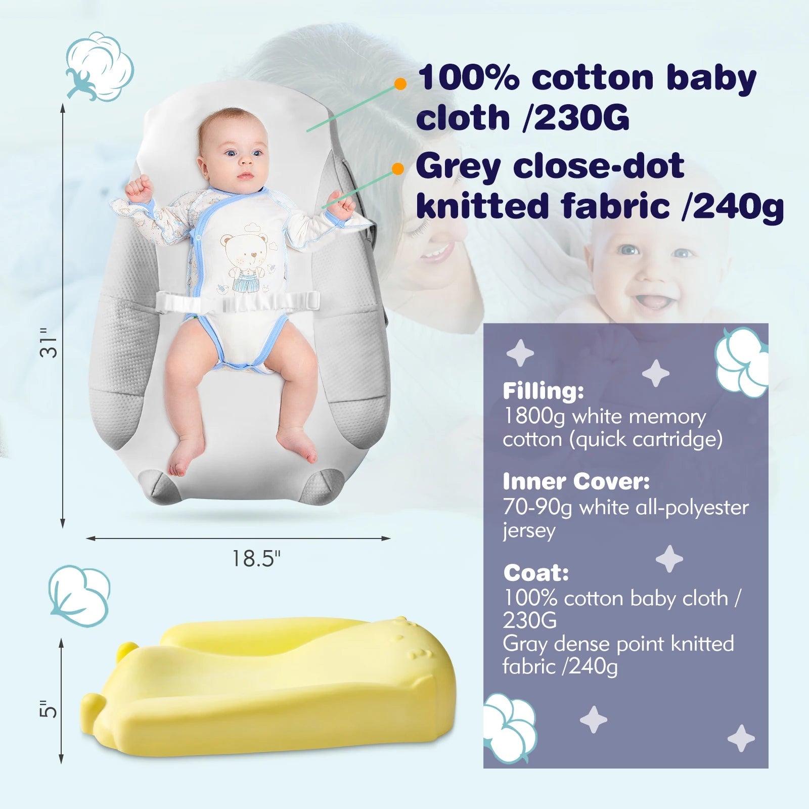 Baby Lounger Baby Lounger for Newborn, Breathable Babies Essentials Gifts - La Tienda Bella