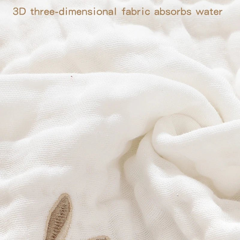 Baby Saliva Towels 6 Layer Cotton Embroidery Hand Face Wipes Newborn Bib Kids Handkerchief Toddler - La Tienda Bella