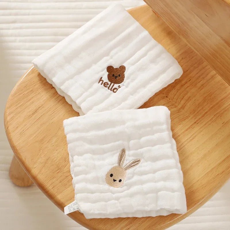 Baby Saliva Towels 6 Layer Cotton Embroidery Hand Face Wipes Newborn Bib Kids Handkerchief Toddler - La Tienda Bella