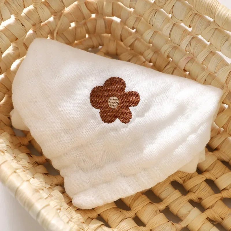 Baby Saliva Towels 6 Layer Cotton Embroidery Hand Face Wipes Newborn Bib Kids Handkerchief Toddler - La Tienda Bella