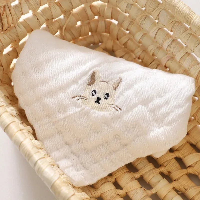 Baby Saliva Towels 6 Layer Cotton Embroidery Hand Face Wipes Newborn Bib Kids Handkerchief Toddler - La Tienda Bella