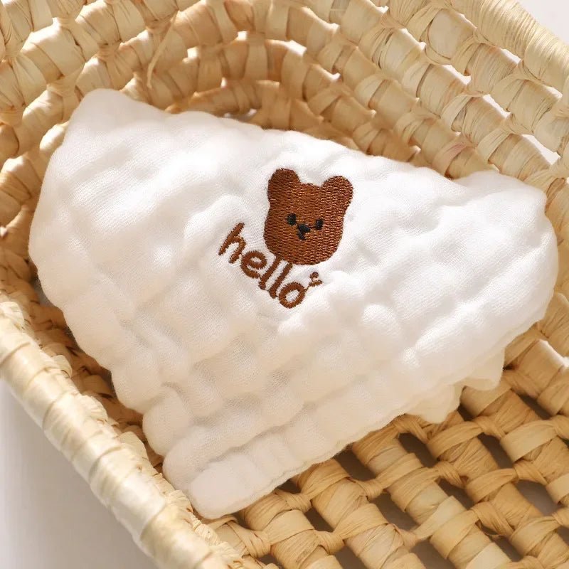 Baby Saliva Towels 6 Layer Cotton Embroidery Hand Face Wipes Newborn Bib Kids Handkerchief Toddler - La Tienda Bella
