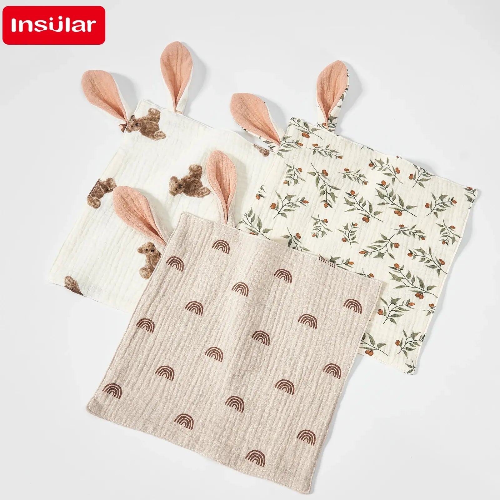 Baby Saliva Towels Cartoon Print Muslin Hand Face Wipes Newborn Bib Kids Handkerchief Toddler - La Tienda Bella