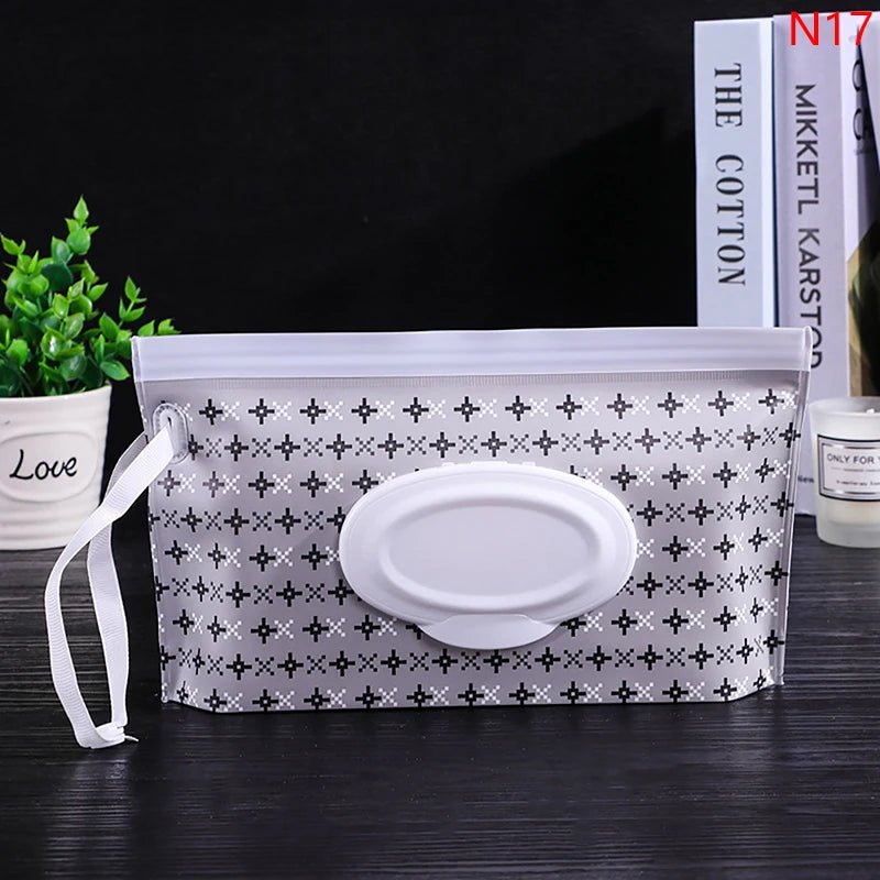 Baby Wet Wipe Pouch Portable Wipes Holder Case Flip Cover Snap-Strap Reusable Refillable - La Tienda Bella