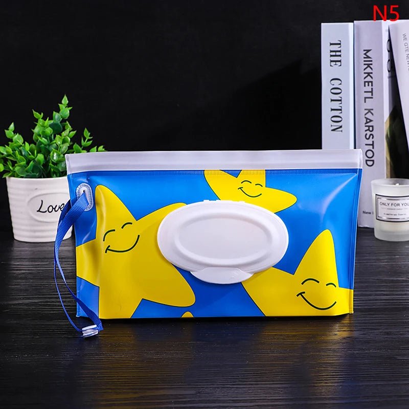 Baby Wet Wipe Pouch Portable Wipes Holder Case Flip Cover Snap-Strap Reusable Refillable - La Tienda Bella