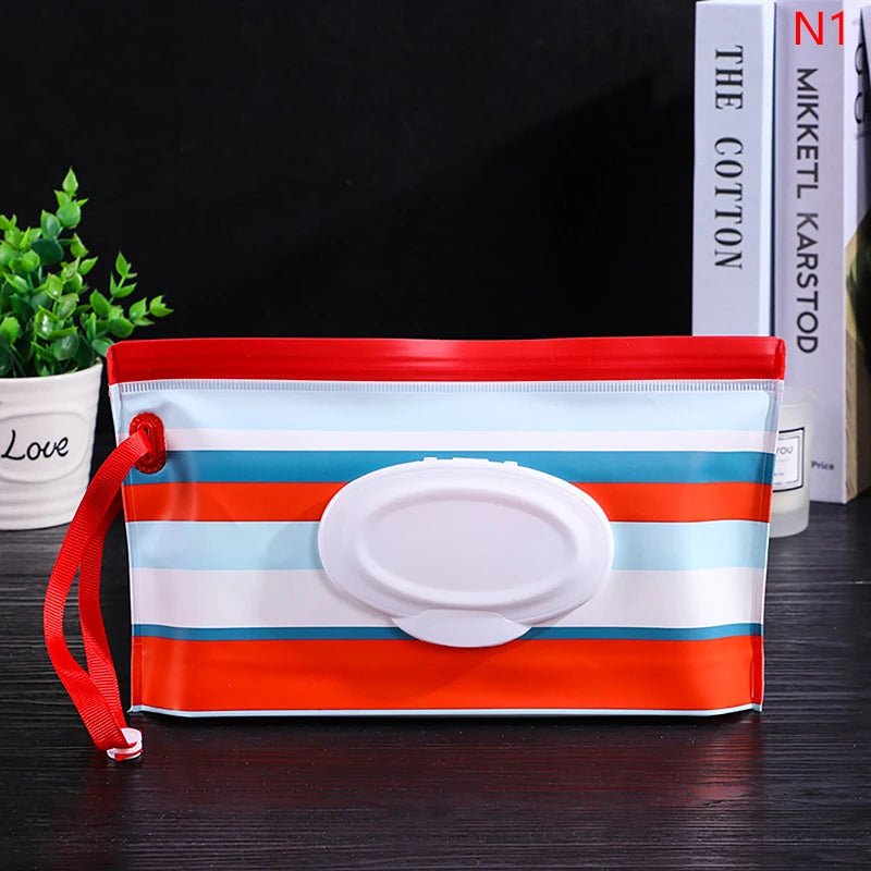 Baby Wet Wipe Pouch Portable Wipes Holder Case Flip Cover Snap-Strap Reusable Refillable - La Tienda Bella
