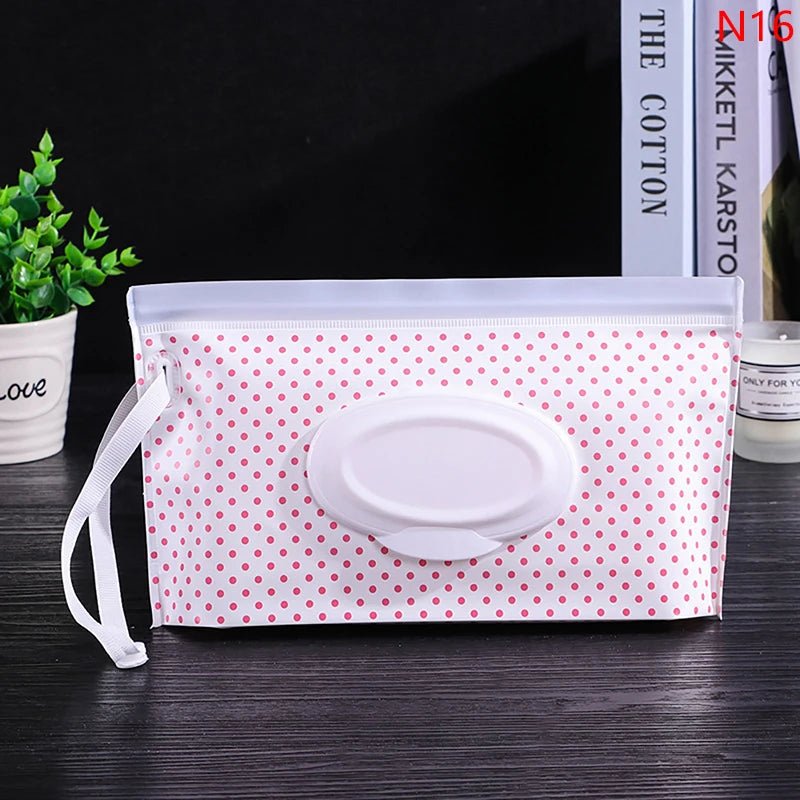 Baby Wet Wipe Pouch Portable Wipes Holder Case Flip Cover Snap-Strap Reusable Refillable - La Tienda Bella