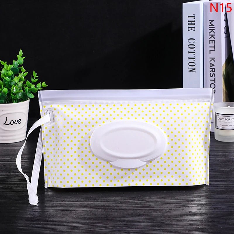 Baby Wet Wipe Pouch Portable Wipes Holder Case Flip Cover Snap-Strap Reusable Refillable - La Tienda Bella