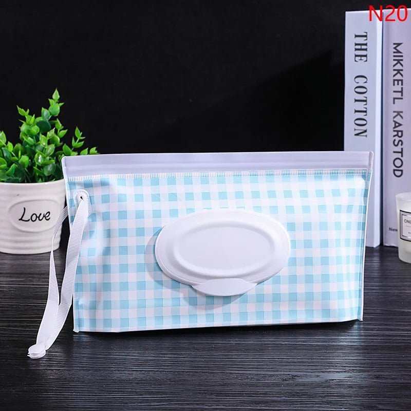 Baby Wet Wipe Pouch Portable Wipes Holder Case Flip Cover Snap-Strap Reusable Refillable - La Tienda Bella