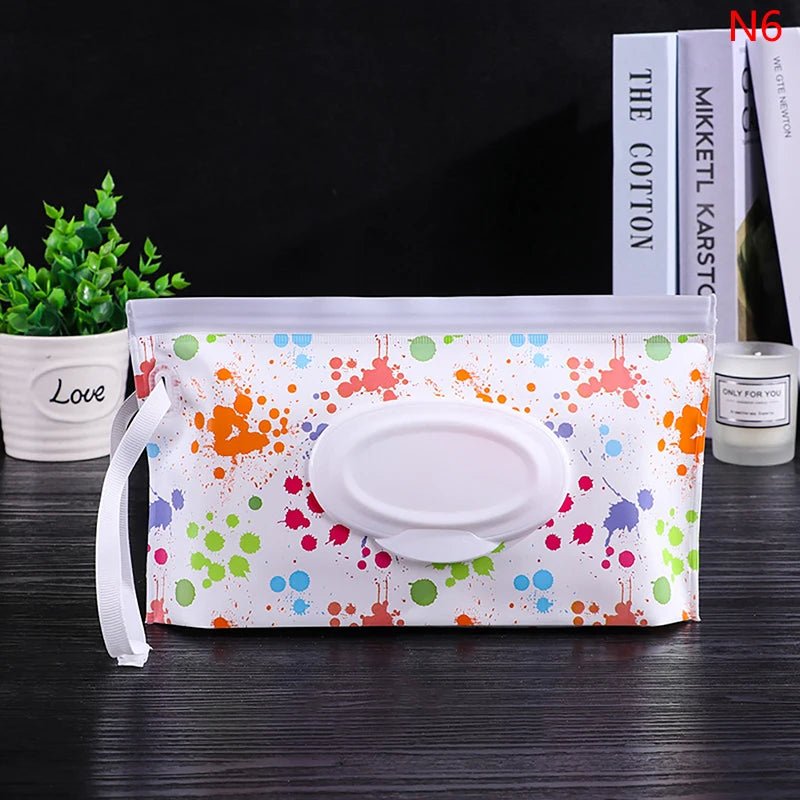 Baby Wet Wipe Pouch Portable Wipes Holder Case Flip Cover Snap-Strap Reusable Refillable - La Tienda Bella