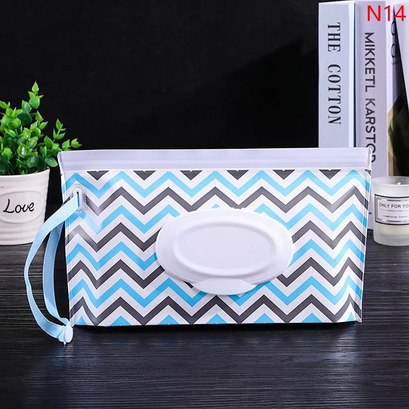 Baby Wet Wipe Pouch Portable Wipes Holder Case Flip Cover Snap-Strap Reusable Refillable - La Tienda Bella