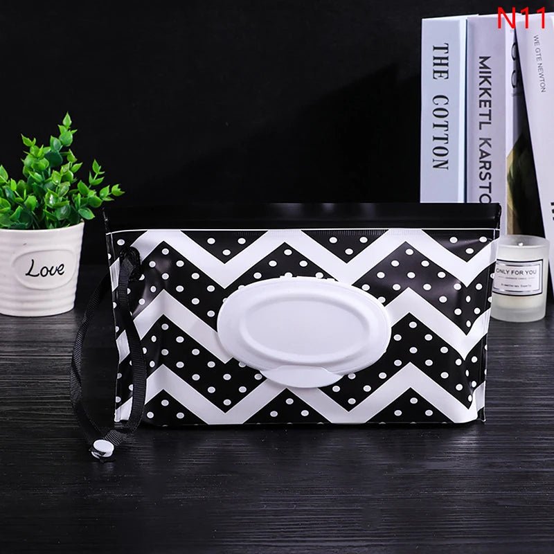 Baby Wet Wipe Pouch Portable Wipes Holder Case Flip Cover Snap-Strap Reusable Refillable - La Tienda Bella