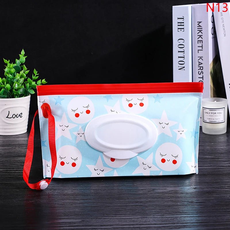 Baby Wet Wipe Pouch Portable Wipes Holder Case Flip Cover Snap-Strap Reusable Refillable - La Tienda Bella