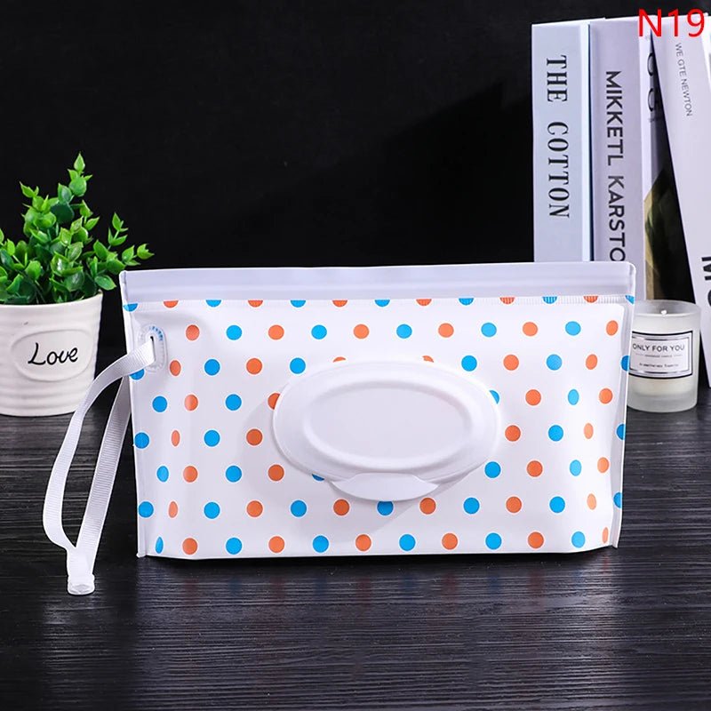 Baby Wet Wipe Pouch Portable Wipes Holder Case Flip Cover Snap-Strap Reusable Refillable - La Tienda Bella