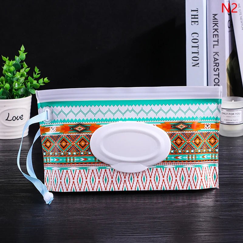 Baby Wet Wipe Pouch Portable Wipes Holder Case Flip Cover Snap-Strap Reusable Refillable - La Tienda Bella