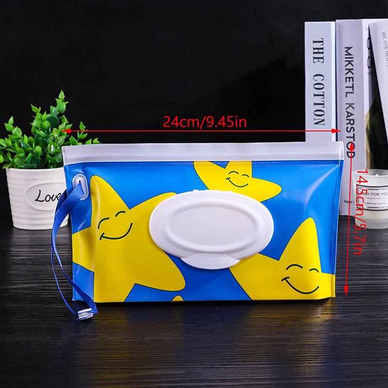 Baby Wet Wipe Pouch Portable Wipes Holder Case Flip Cover Snap-Strap Reusable Refillable - La Tienda Bella
