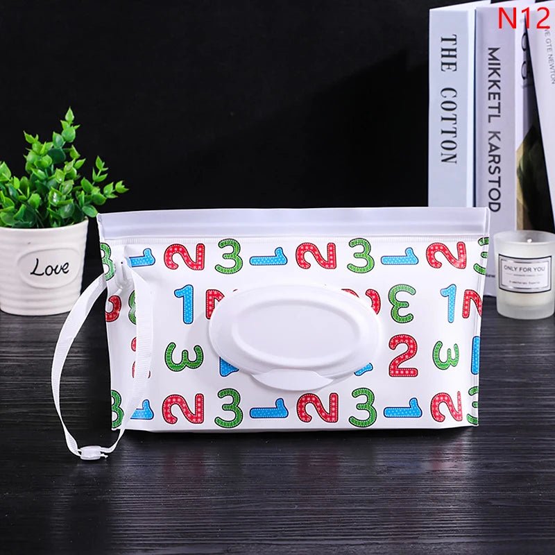 Baby Wet Wipe Pouch Portable Wipes Holder Case Flip Cover Snap-Strap Reusable Refillable - La Tienda Bella