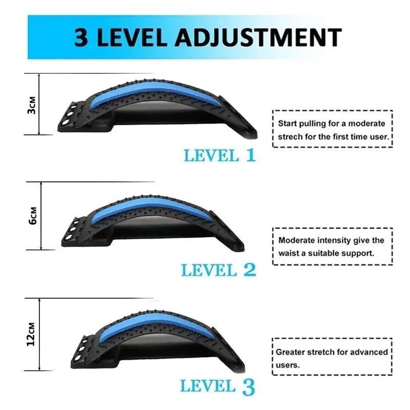 Back Stretcher Massager Multi - Level Adjustable Massager Waist Neck Fitness Lumbar Cervical Spine Support Pain Relief Fitness - La Tienda Bella