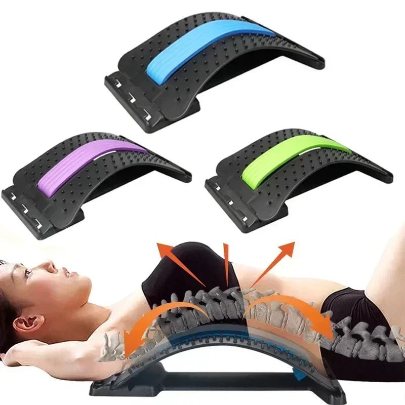 Back Stretcher Massager Multi - Level Adjustable Massager Waist Neck Fitness Lumbar Cervical Spine Support Pain Relief Fitness - La Tienda Bella