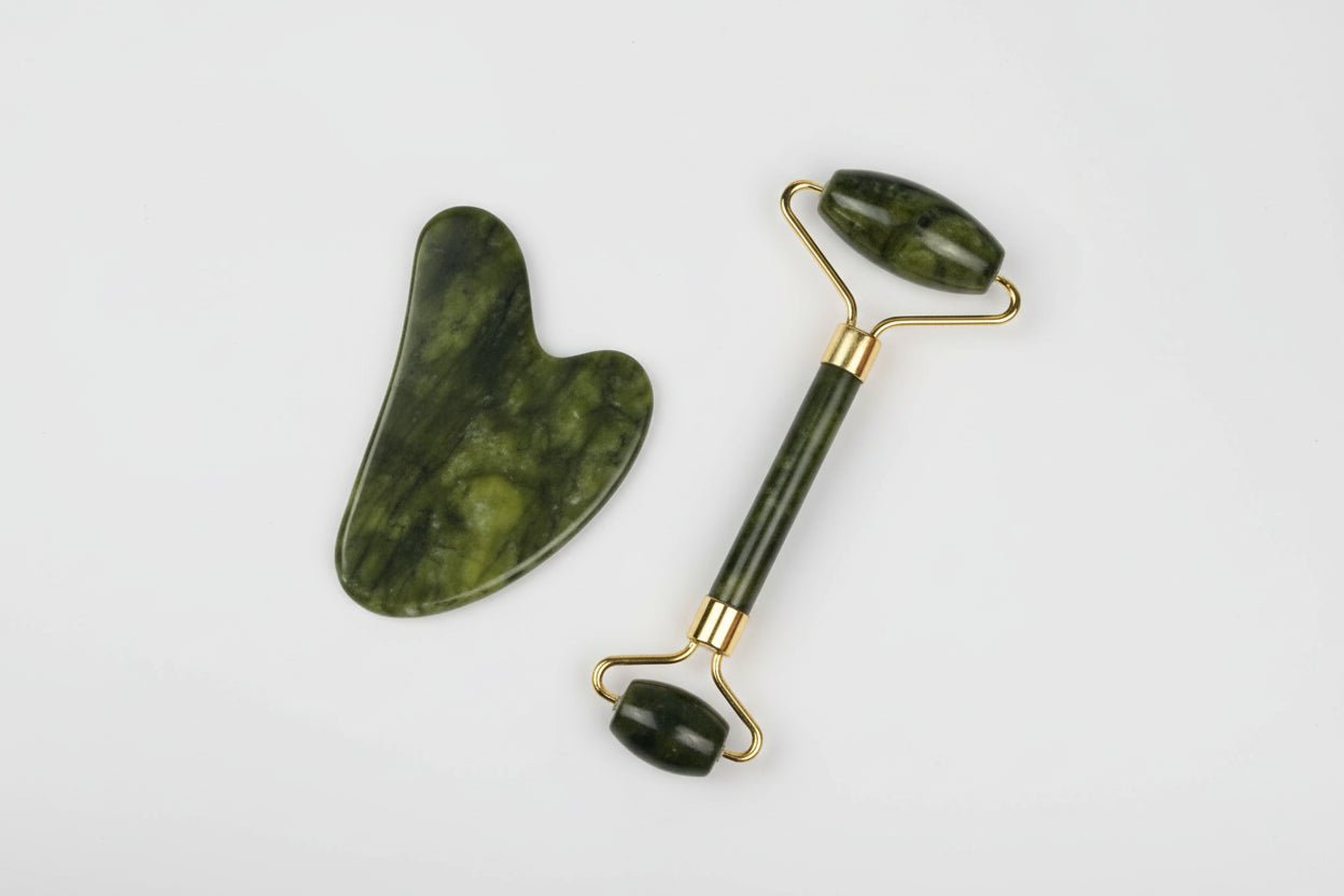 Barre de Beauté et Rouleau Gua Sha en Jade - Kit Massage Facial Complet - La Tienda Bella