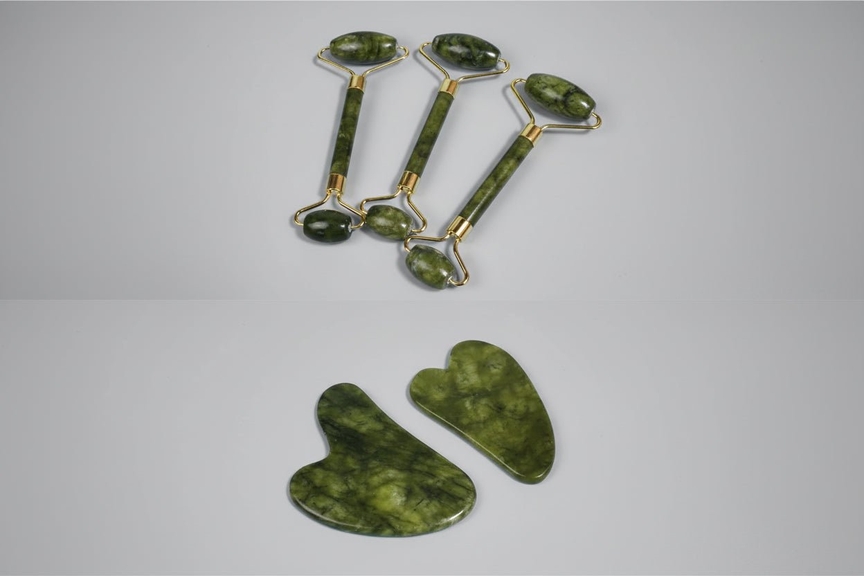 Barre de Beauté et Rouleau Gua Sha en Jade - Kit Massage Facial Complet - La Tienda Bella
