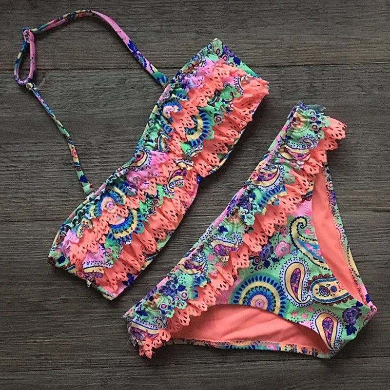 Bikini Girls Swimsuits 2 Pieces Bikinis Set With Padded Print Swimsuit Children Swimwear Kids Bathing - La Tienda Bella