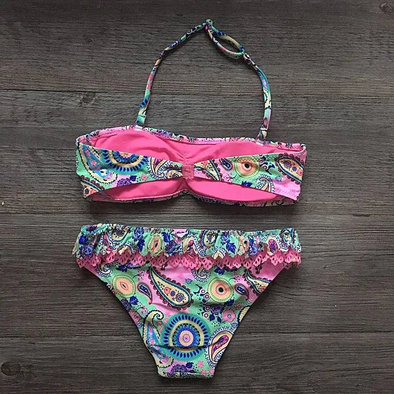Bikini Girls Swimsuits 2 Pieces Bikinis Set With Padded Print Swimsuit Children Swimwear Kids Bathing - La Tienda Bella