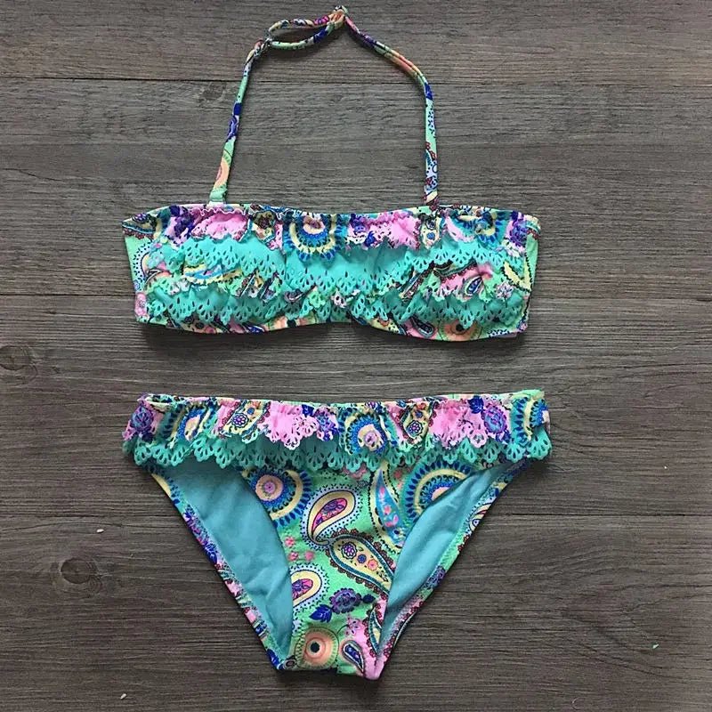 Bikini Girls Swimsuits 2 Pieces Bikinis Set With Padded Print Swimsuit Children Swimwear Kids Bathing - La Tienda Bella