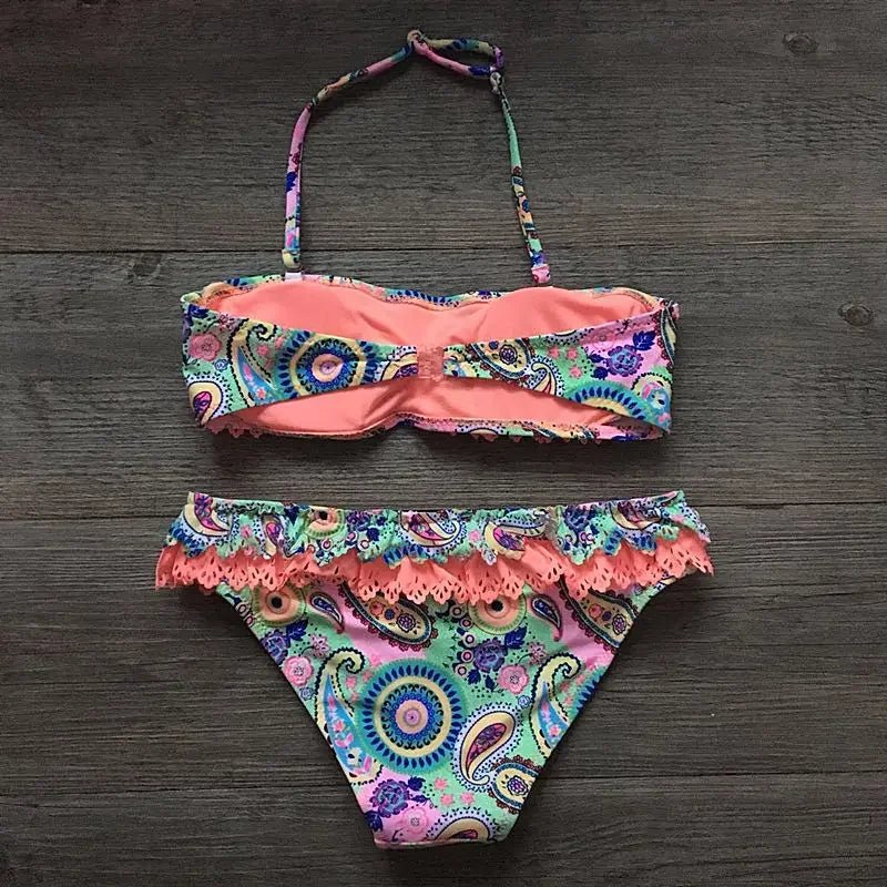 Bikini Girls Swimsuits 2 Pieces Bikinis Set With Padded Print Swimsuit Children Swimwear Kids Bathing - La Tienda Bella