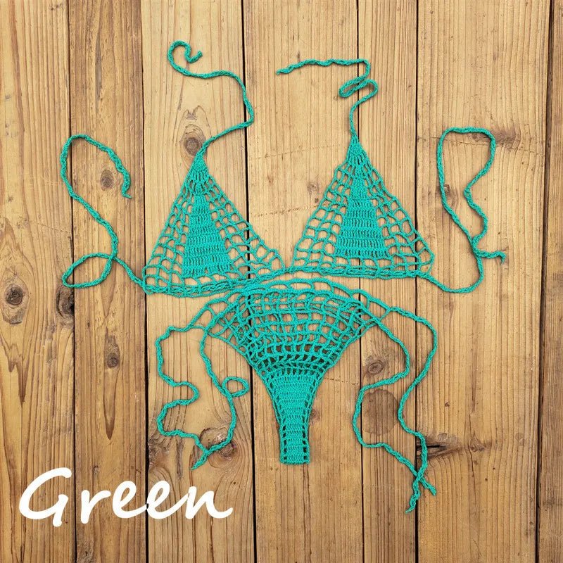 Bikini Set Beach Micro-swimsuit Sexy Sundress Handmade Crochet Mini - La Tienda Bella
