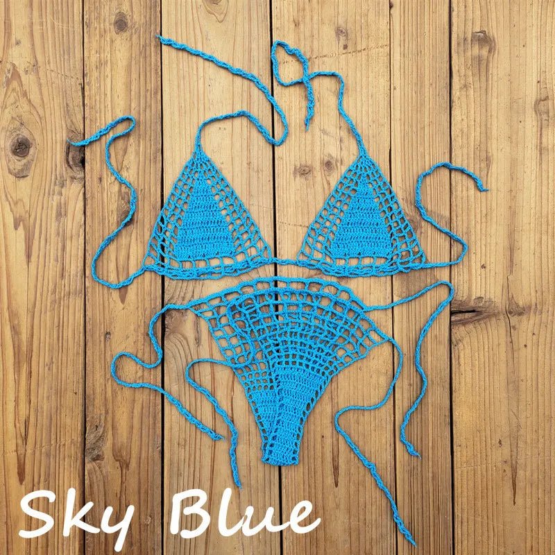 Bikini Set Beach Micro-swimsuit Sexy Sundress Handmade Crochet Mini - La Tienda Bella