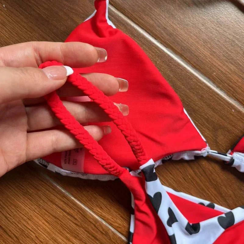 Bikini Women Cute Heart Print Swimwear Brazilian Sexy Thong Swimsuit Bathing Suits Women 2023 - La Tienda Bella