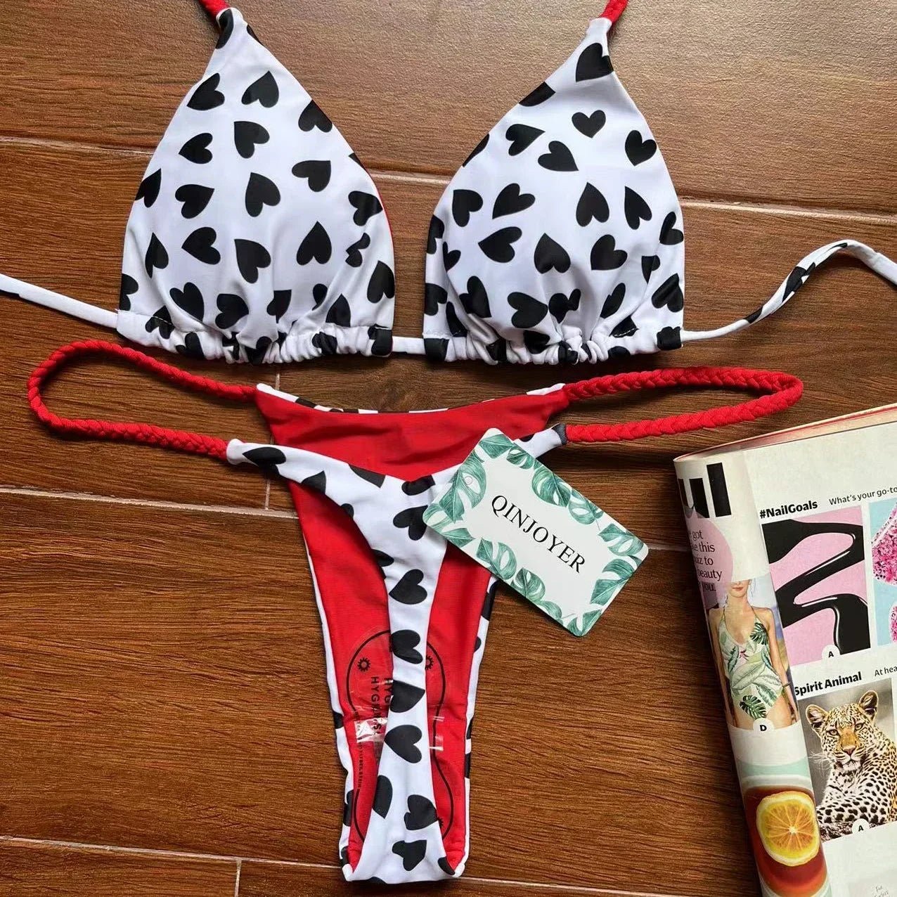 Bikini Women Cute Heart Print Swimwear Brazilian Sexy Thong Swimsuit Bathing Suits Women 2023 - La Tienda Bella
