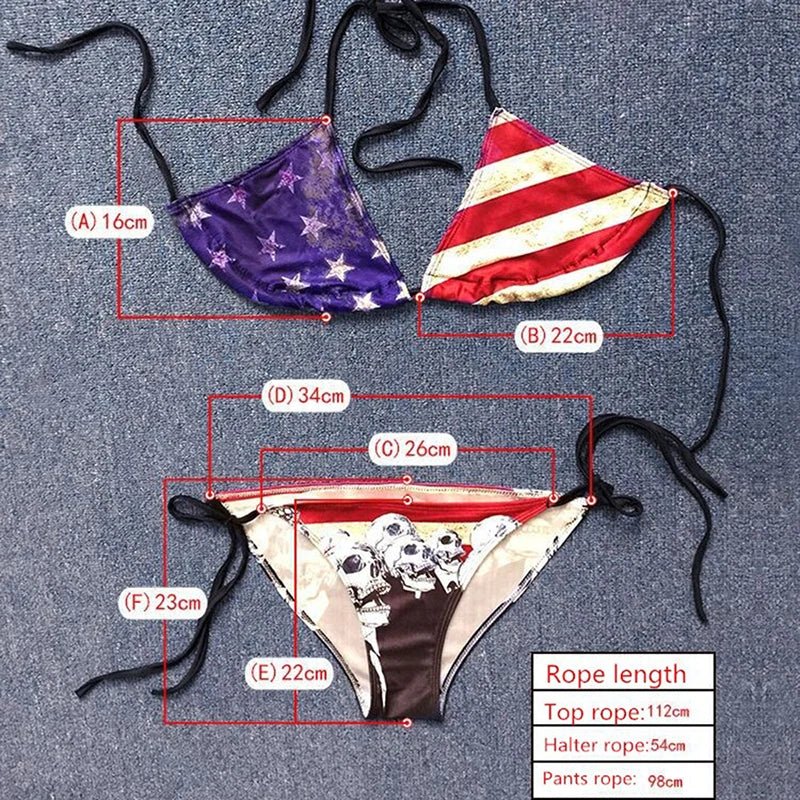 Bikinis 2021 Mujer Swimwear Plavky Beach Wear Skull Hand Printed Bikini Maillot De Bain Femme - La Tienda Bella