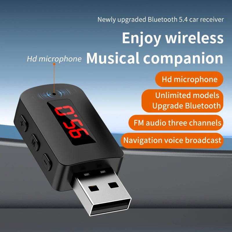 Bluetooth 5.4 Car Transmitter Receiver Handsfree Call Car Kit Mini USB Power Auto Wireless Audio Adapter For Fm Radio - La Tienda Bella