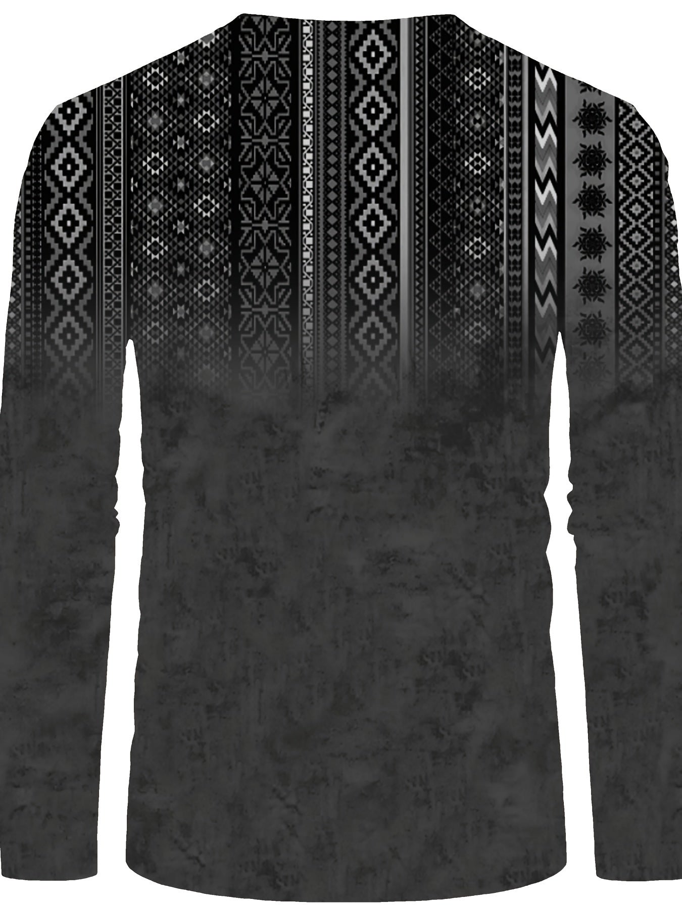 Bohemian Style Pattern Men's Vintage Long Sleeve Henley Tee, Spring Fall, Gift For Men - La Tienda Bella